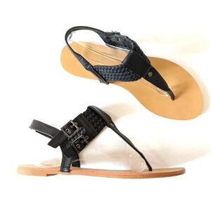 Forever 21 Women's Size 10 Black Thong Sandal Braided Strap Slipon